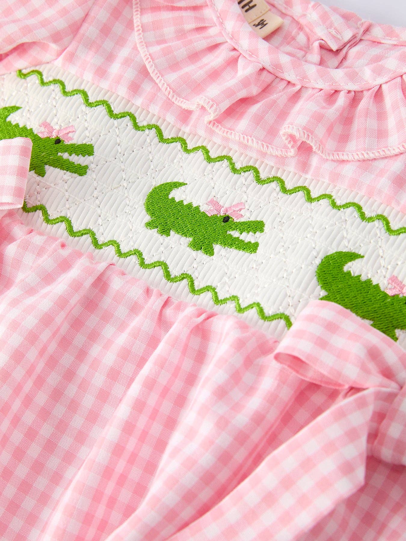 Crocodile Embroidered Smocked Romper