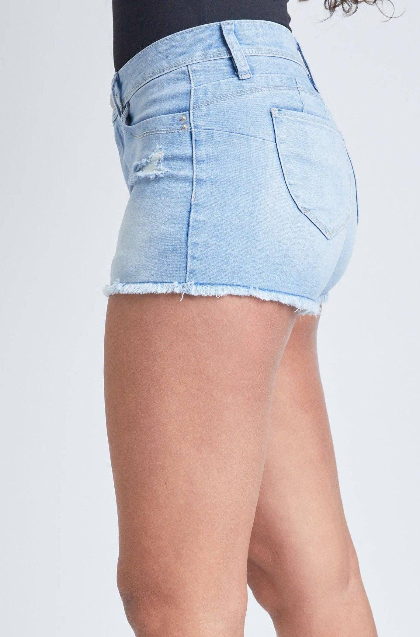 Junior WannaBettaButt High-Rise Frayed Hem Shorts - The Salty Mare