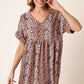 FLOWER PRINT V NECK BABYDOLL MINI DRESS