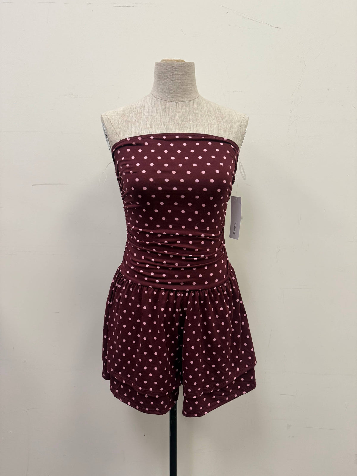 Polka Dot Strapless Romper