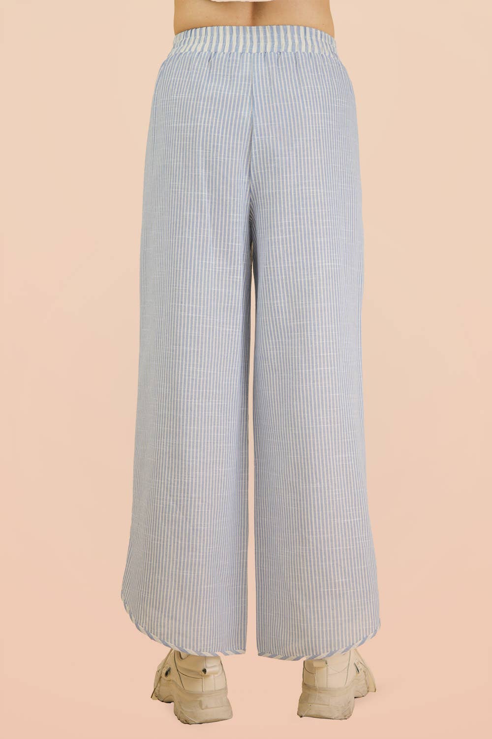 Lace Contrast Stripe Wide Leg Pants