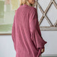 Solid Rib Button Balloon Sleeve Cardigan