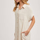 BUTTON UP SHIRT DRESS WITH POCKET
