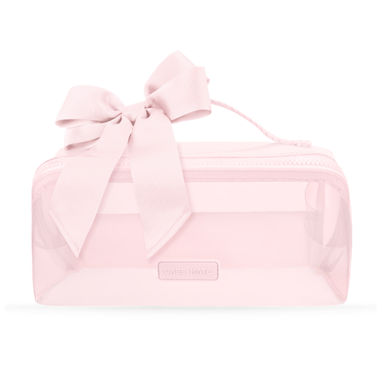 Jelly Cosmetic Bag – Ballet Pink Bow Lay-Flat Makeup Bag