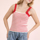 Crochet Sleeve Striped Knit Tank Top