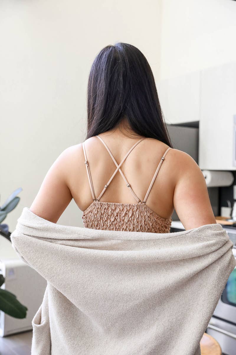 Padded Crochet Lace Longline Bralette