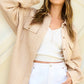 Waffle Textured Oversized Button Down Shacket