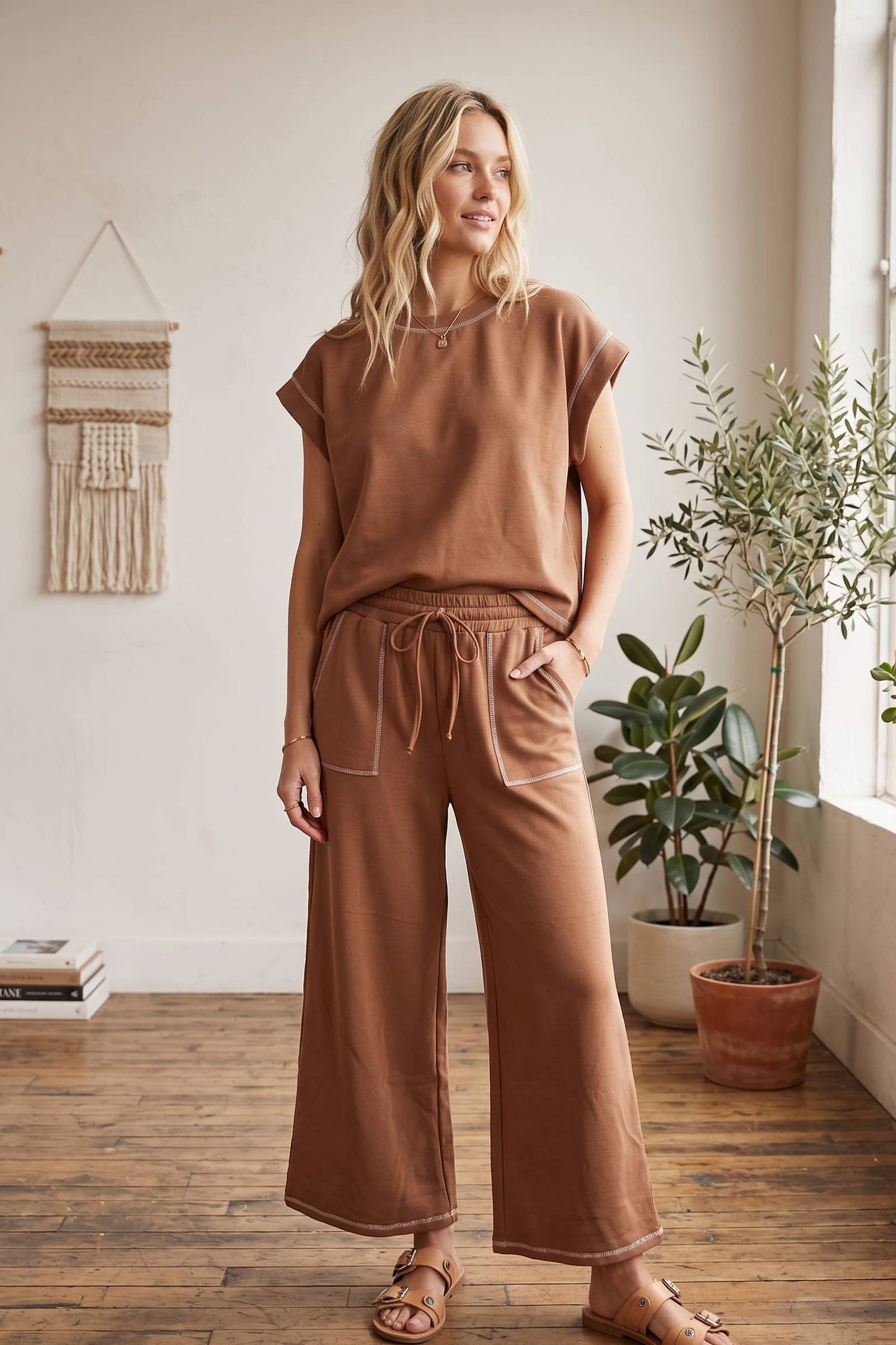 Scuba Contrast Stitch Lounge Set