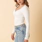 TWIST FRONT LONG SLEEVE KNIT TOP