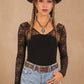 Lace Sleeve V-Neck Top