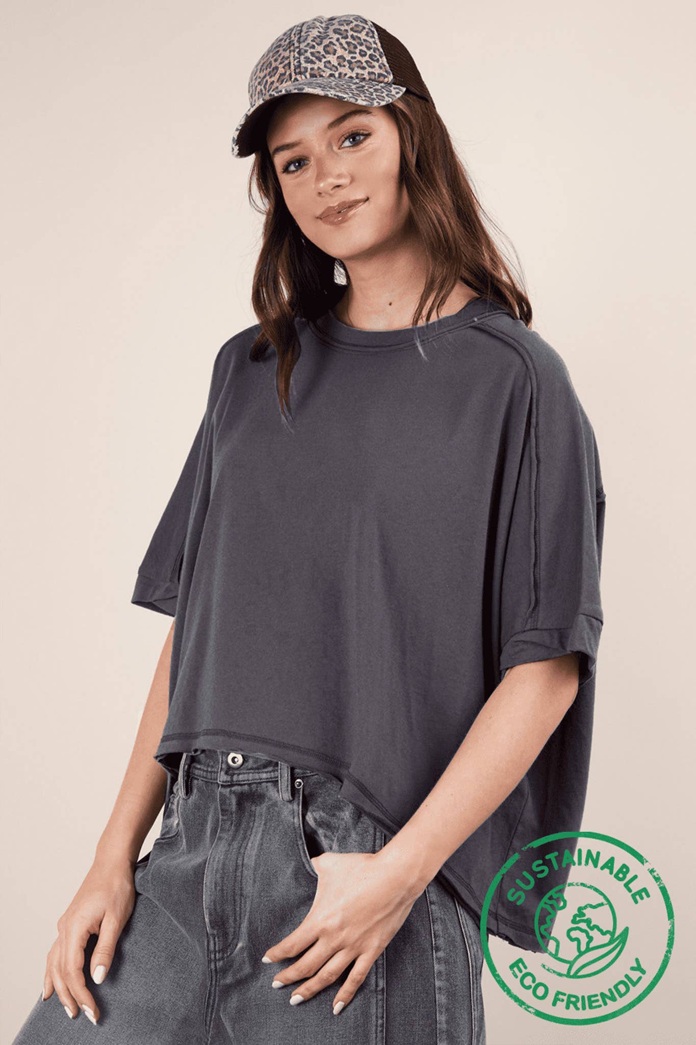 ECO Oversized Crop Comfy Knit Top