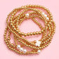 MULTI BALL PEARL BEAD CROSS STRETCHABLE BRACELET