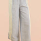 Lace Contrast Stripe Wide Leg Pants