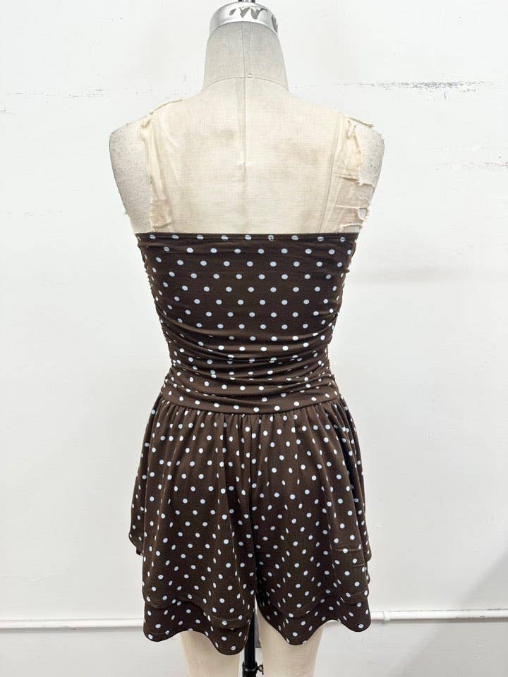 Polka Dot Strapless Romper