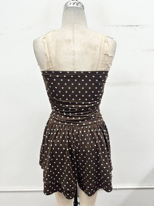 Polka Dot Strapless Romper