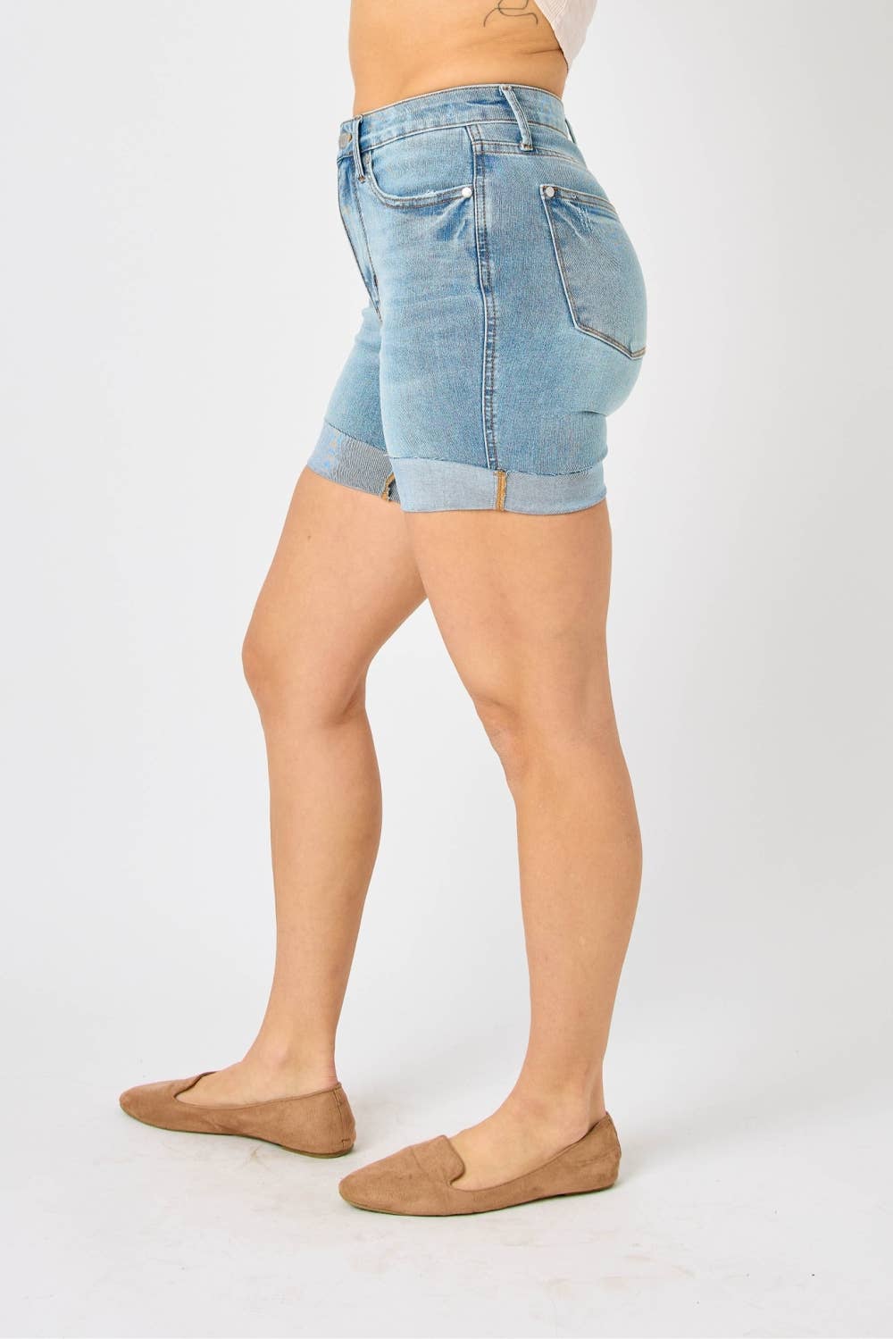 HW Tummy Control Cool Denim Shorts