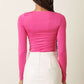 TWIST FRONT LONG SLEEVE KNIT TOP