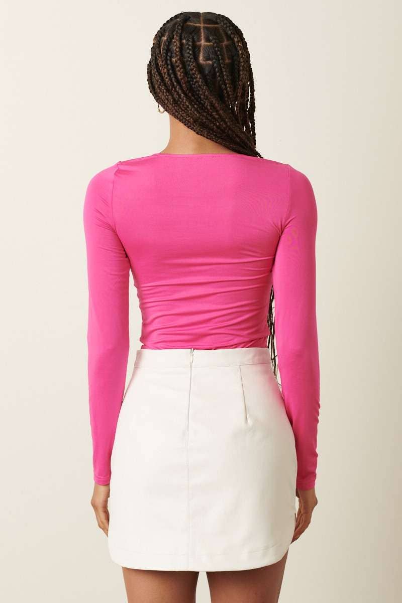 TWIST FRONT LONG SLEEVE KNIT TOP