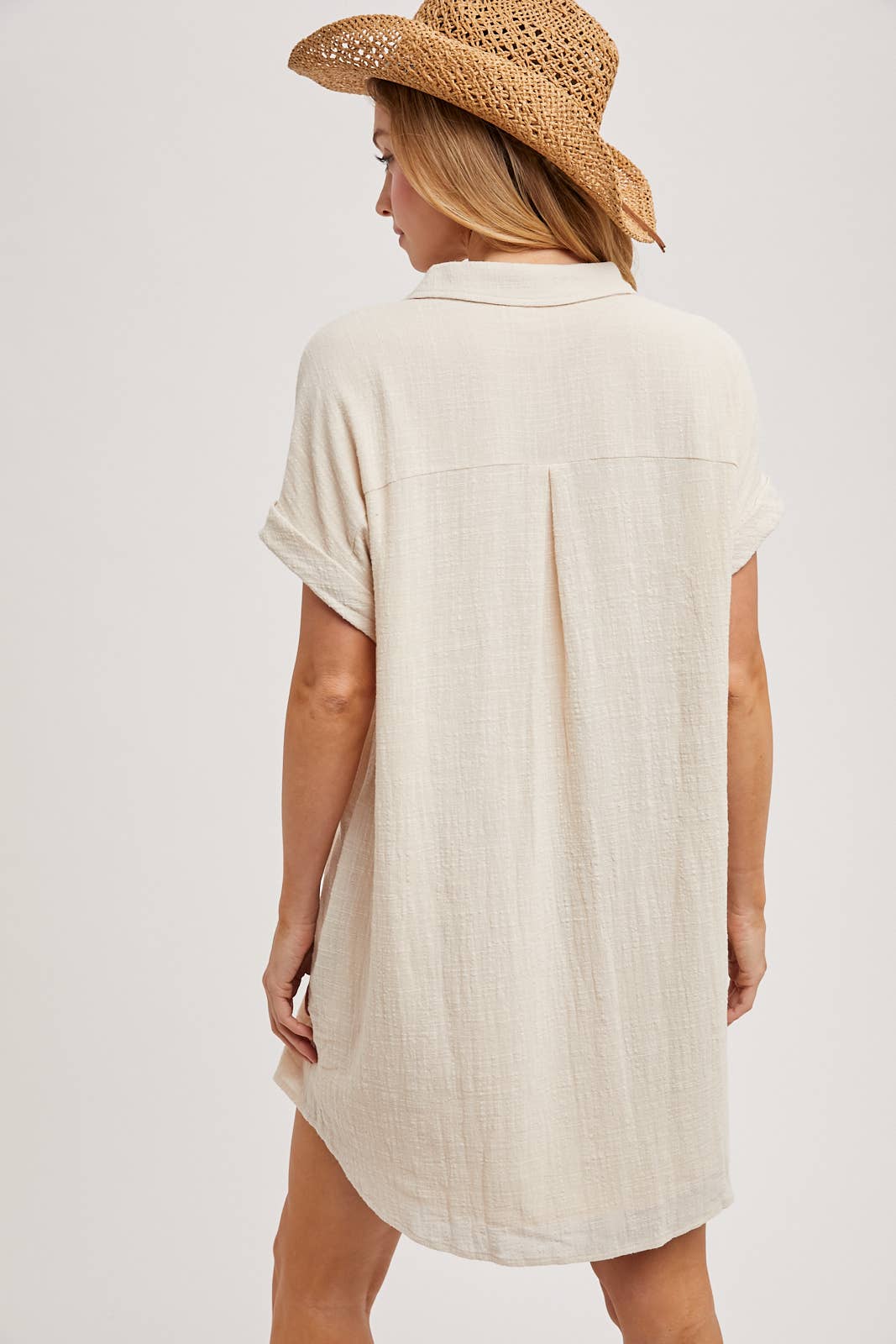 BUTTON UP SHIRT DRESS WITH POCKET