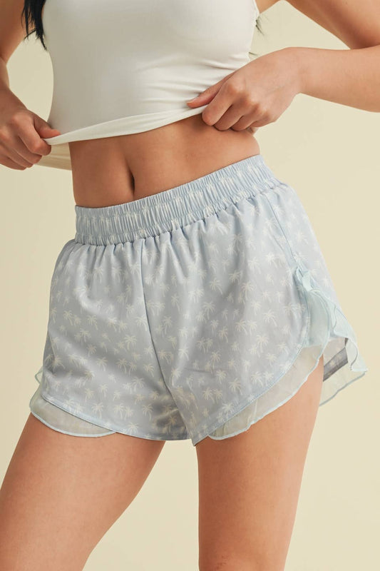 Palmtree Print Active Shorts