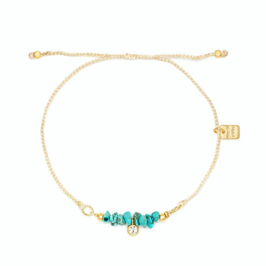 Dainty Turquoise Bead Gold Charm Bracelet - The Salty Mare