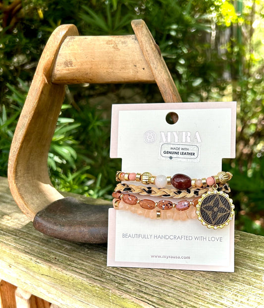 Upcycled LV Stacked Bracelet