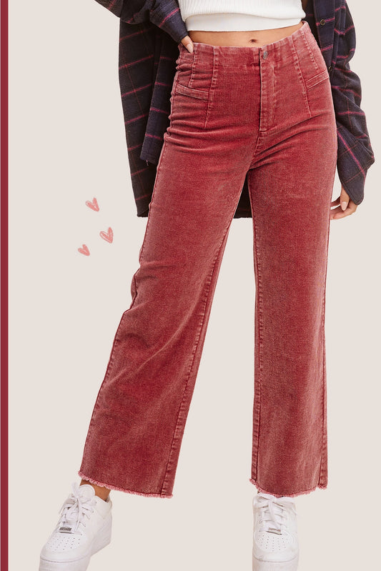 High Waisted Wide Leg Corduroy Pants