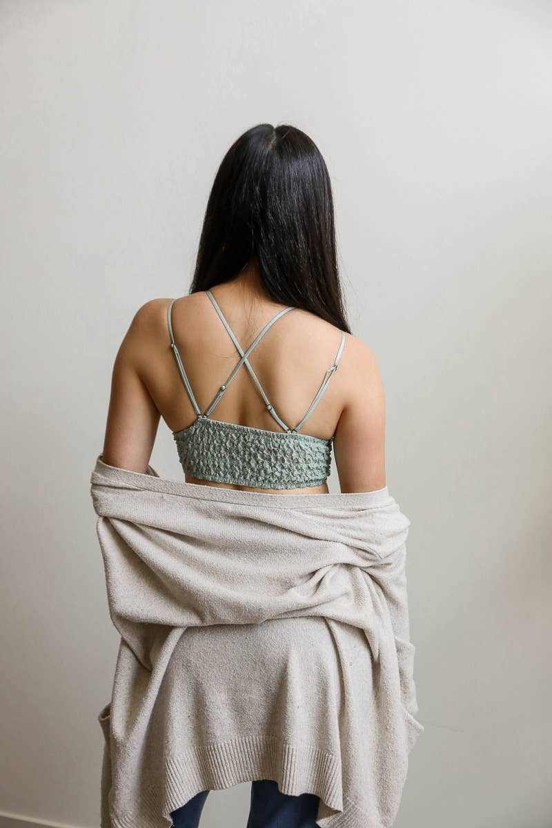 Padded Crochet Lace Longline Bralette
