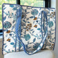 Sasha Blue and White Floral Tote Bag