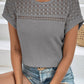 Waffle-Knit Round Neck Top