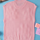 Pink Multi Crochet Flower Knit Short Sleeve Sweater Top