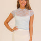 Mock Neck Lace Mesh Top