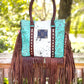 Upcycled LV Cowhide Leather Fringe Crossbody Satchel Bag