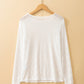 White Mesh Bow Pattern Long Sleeve Top