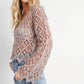 SHEER CROCHET BOAT NECK PULLOVER