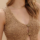 Square Button Front Split Neck Cardigan Vest