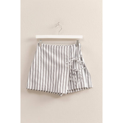 Striped Bow Detail Wrap Skort