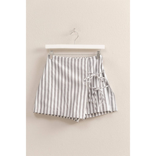 Striped Bow Detail Wrap Skort