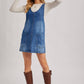 DENIM WASHED OVERALL POCKET DRESS
