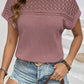Waffle-Knit Round Neck Top