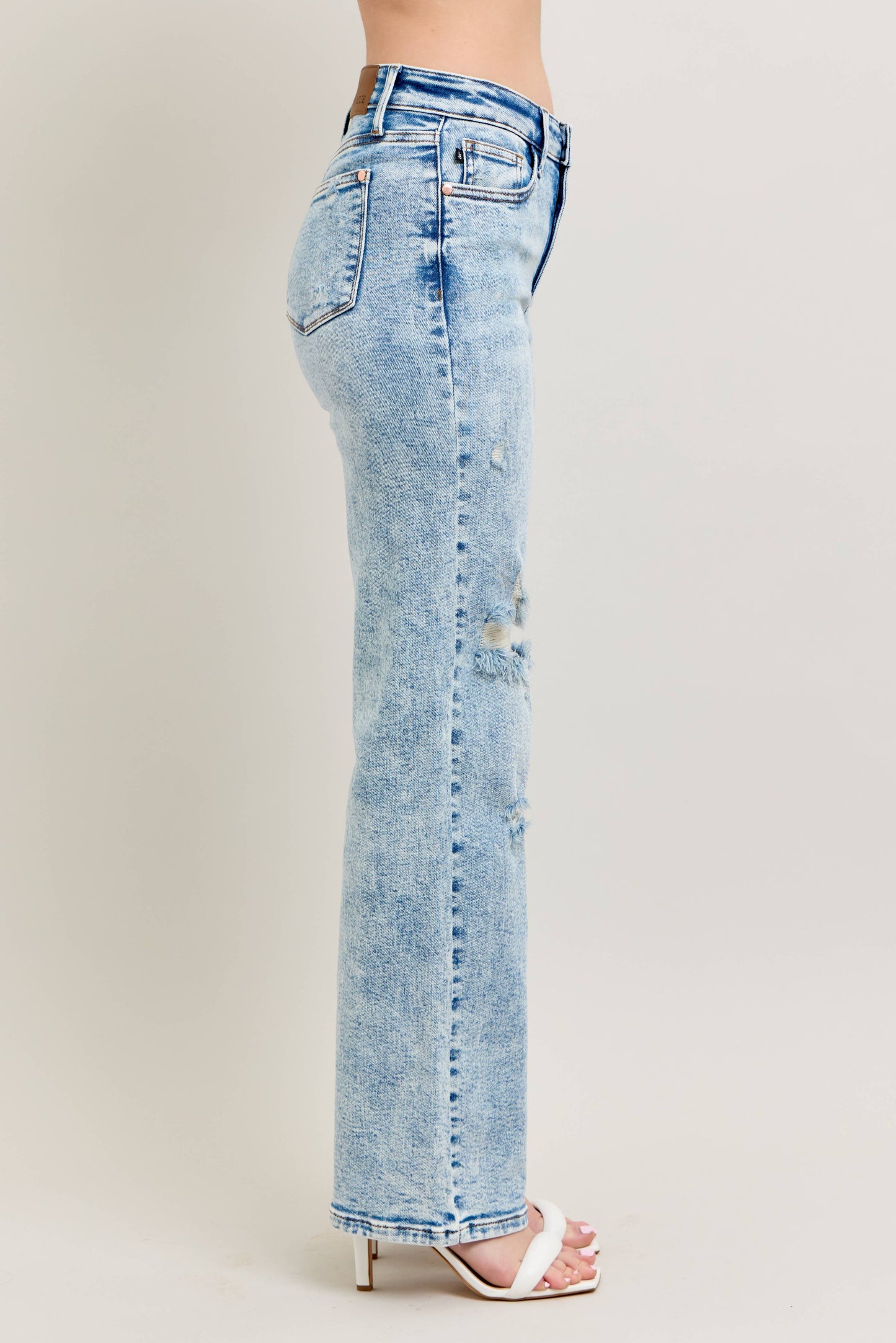 Mineral Wash High Waisted Distressed 90's Straight