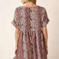 FLOWER PRINT V NECK BABYDOLL MINI DRESS