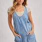 DENIM WASHED OVERALL POCKET DRESS