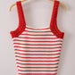 Crochet Sleeve Striped Knit Tank Top