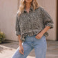 Leopard Print Frayed Ruffle Hem Shirt Jacket