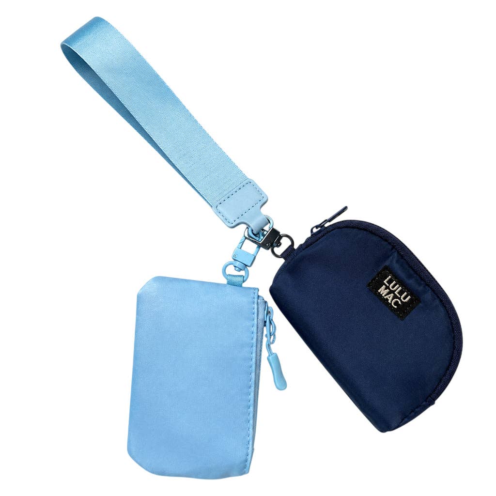 LULU MAC - Light Blue/Navy Double Pouch Wristlets