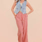 JEAN Acid Washed Denim Front Tie Vest