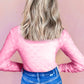 White Mesh Bow Pattern Long Sleeve Top