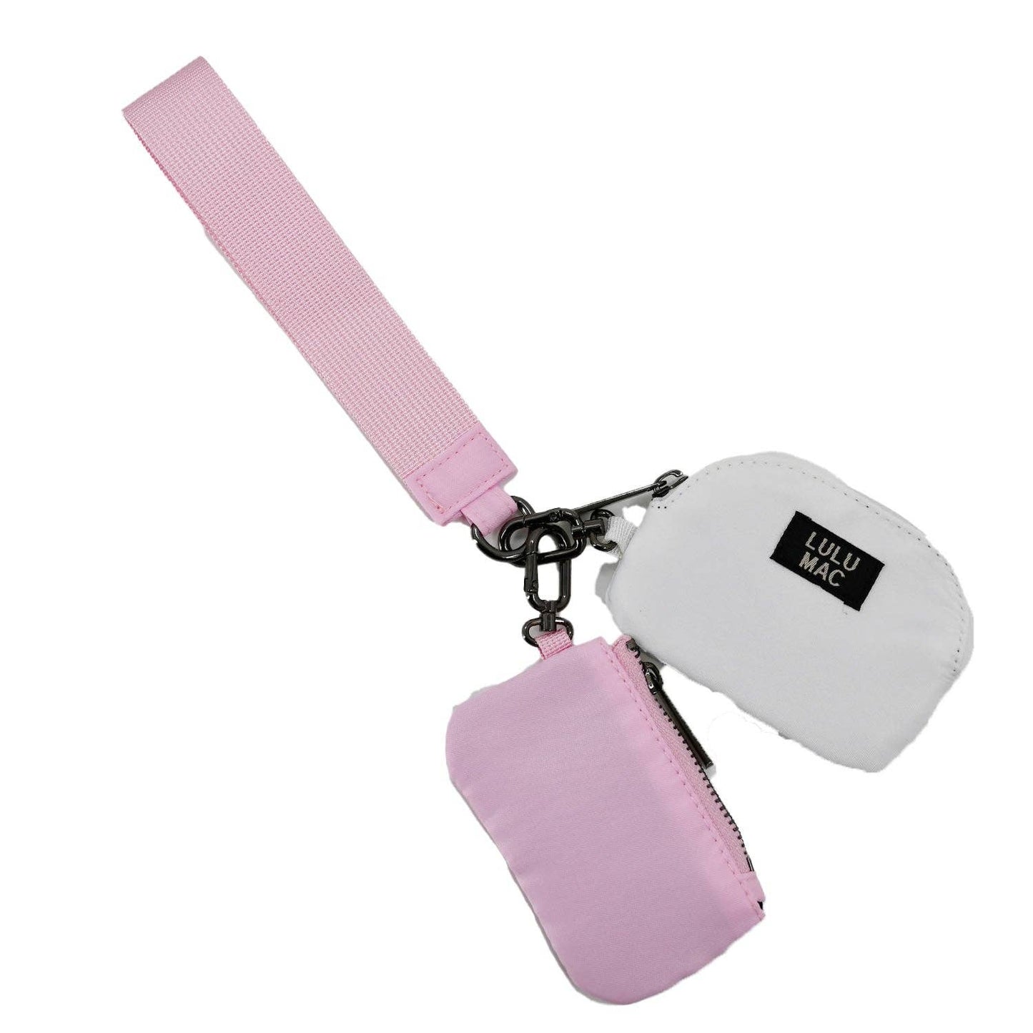 LULU MAC - Pink/White  Double Pouch Wristlets