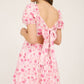 FLORAL OPEN BACK WITH TIE TIERED MINI DRESS